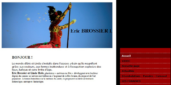 에릭 브로시에의 홈페이지. 그의 작품들을 둘러볼 수 있다. 