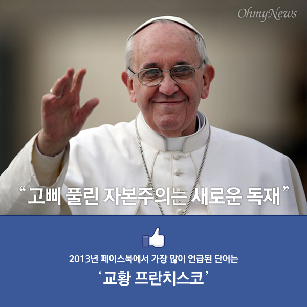 2013년 페이스북에서 가장 많이 언급된 단어로 '교황 프란치스코' 선정