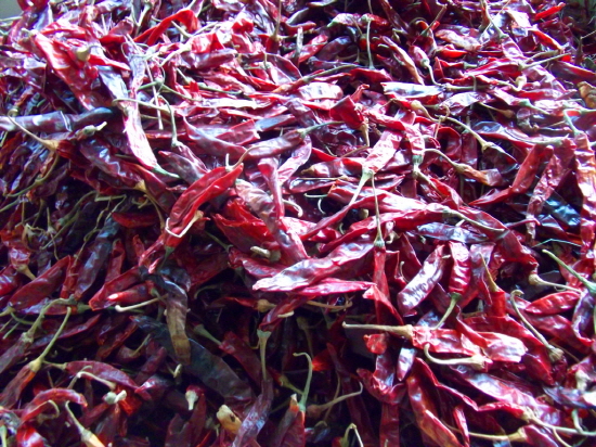 팀푸 주말시장에서 팔고 있는 말린고추. 엄청맵다. 