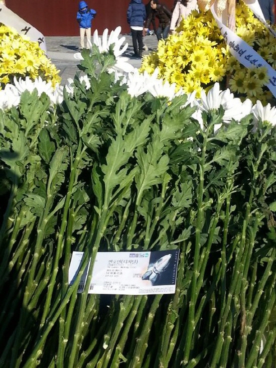 김창호 전 국정홍보처장 겸 정부 대변인 페이스북에 올라온 사진. 봉하마을 묘역 앞 꽃다발에 함께 있는 영화 <변호인> 티켓. <변호인>은 다시금 봉하를 찾게하는 묘한 힘을 가진 영화다.