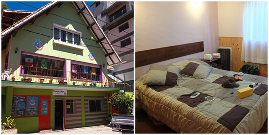 예쁘게 채색된 호스텔, Punto Sur와 4개월 만에 처음 누워보던 가정식 침대.