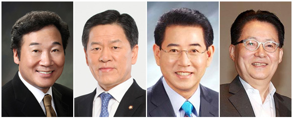 전남지사 선거 민주당 예비주자들. 왼쪽부터 이낙연·주승용·김영록·박지원 의원.