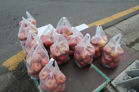사과 한 봉지에 5천원, 1만원에 판매한다.
