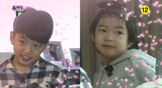  KBS 2TV <슈퍼맨이 돌아왔다>의 한 장면. 장현성의 큰아들 장준우와 타블로의 딸 이하루.