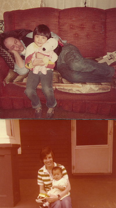 이영숙씨 어린사절, 입양부모와 함께 찍은 사진.
