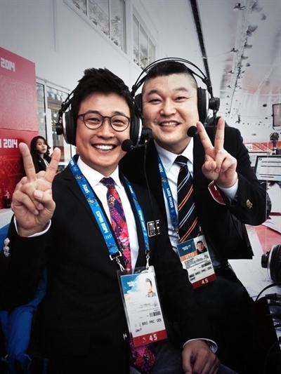  소치동계올림픽 캐스터를 맡고 있는 방송인 김성주와 특별해설위원으로 참여한 강호동. 