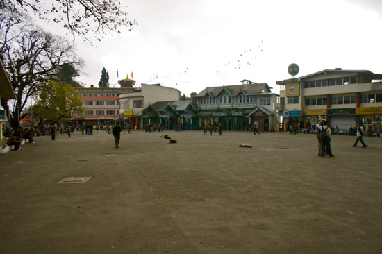 다르질링의 초우라스타 광장. 다르질링 몰이라고도 불린다. 오래된 상점이 늘어선 다르질링의 중심이다. 