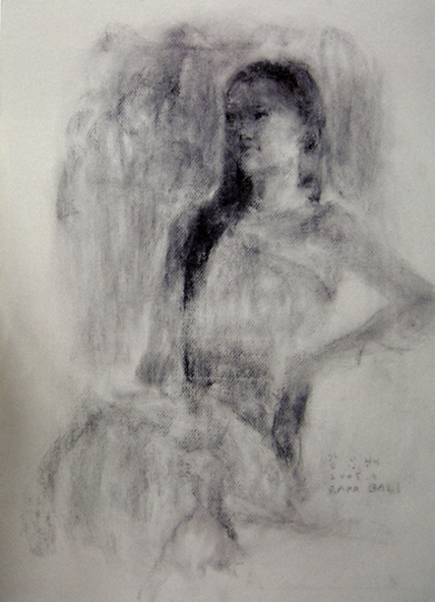  강요배 I '여인' 종이에 목탄(Charcoal on paper) 77×52cm 2005. 몽롱한 분위기 속에 피어난 미인도 같다 