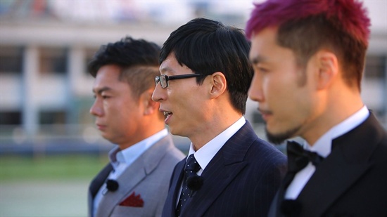  KBS 새 파일럿 프로그램 <나는 남자다>의 MC. 왼쪽부터 임원희, 유재석, 노홍철