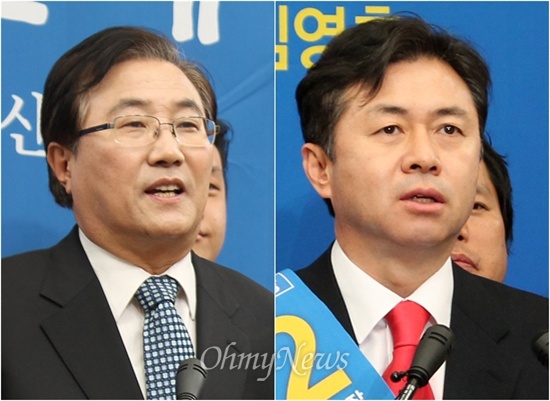 이해성(왼쪽)·김영춘 새정치민주연합 부산시장 예비후보 