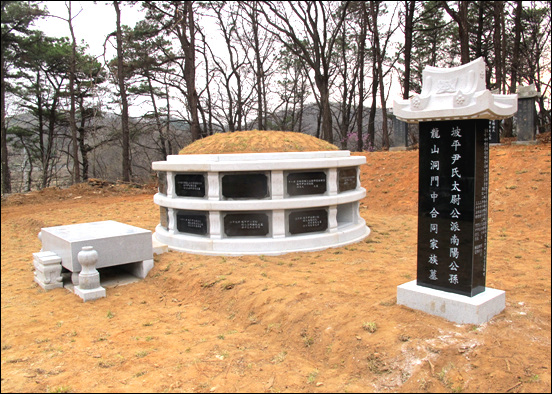 33인의 조상님 유해를 안치한 파평윤씨 태위공파 남양공 문중 합동가족묘 모습이다. 