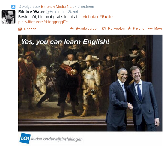 뤼터 네덜란드 총리의 영어 발음을 지적하는 한 트위터 글