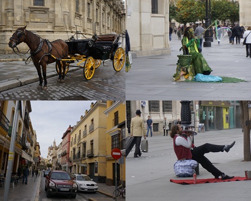좁고 구불구불한 거리 위에는 노천카페와 말과 마차, 거리공연가가 함께 공존한다.