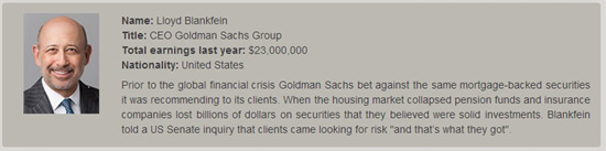  골드만삭스그룹(Golman Sachs Group)의 로이드 블랭크파인(Lloyd Blankfein) 