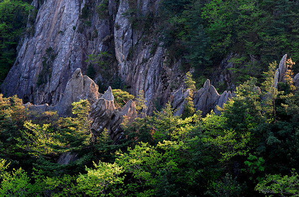 설악산의 남쪽 부분에 해댕하는 남설악 오색의 자랑인 등선대를 오르면 기암괴석의 장관을 만날 수 있다.