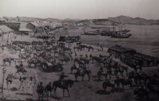 청일전쟁 당시 인천에 상륙하는 일본군. 서울시 종로구 대한민국역사박물관에서 찍은 사진.
