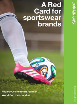 세계 3대 스포츠 브랜드 축구용품의 유해화학물질 함유실태를 고발한 그린피스 보고서 표지.