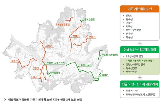 2013년 7월 서울시가 발표한 '서울시 도시철도 종합발전방안' 로드맵.