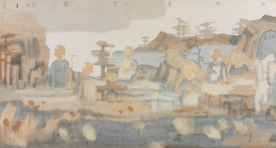 티엔리밍 I '산수고사도(Painting of virtuous Scholars and Lanscape)' 종이에 잉크와 컬러 68.6×139cm 2009