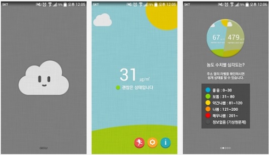  ‘먼지가 되어’는 미세먼지 농도를 확인할 수 있는 앱이다.