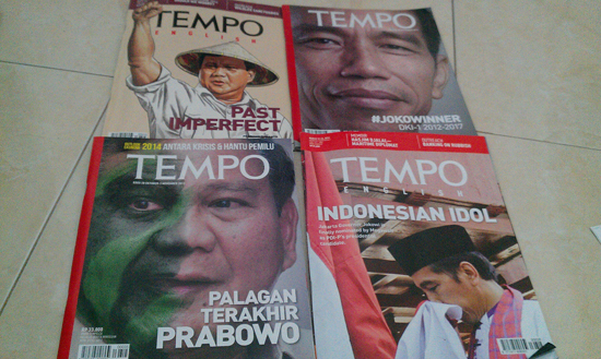 인도네시아 2014 대선후보 2일, 프라보워 수비안토와 조코 위도도. 사진은 시사주간지 <템포> 표지