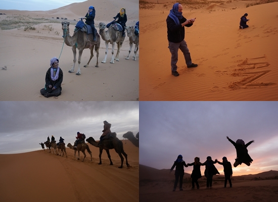 낙타를 타고 들어가는 사하라사막. 사하라사막에서의 인증샷