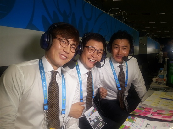  MBC 브라질 월드컵 중계를 맡고 있는 송종국, 김성주, 안정환.