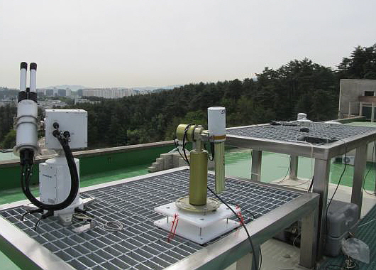 다양한 일사계를 갖춘 ‘태양복사 관측시스템’과 에어로졸 관측을 위한 ‘태양분광광도계’.