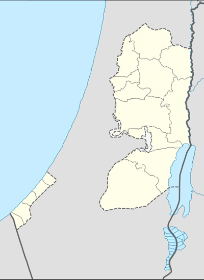팔레스타인 자치정부의 영토(노란색). 서쪽이 현재 공습이 벌어지는 가자지구로, 이스라엘에 의해 봉쇄된 상태다.