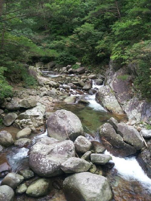 계곡의 상류지역으로 갈수록 과학시간에 배운대로의 풍화침식 현상들을 관찰할 수가 있다. 큰 암반이 쪼개져 바위가 되고, 바위는 쪼개져 자갈과 모래가 된다.