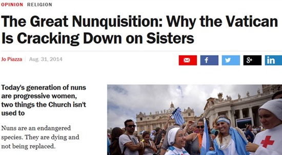 미국 시사주간지 <타임> 8월 31일자 온라인판은 프란치스코 교황이 진보의 아이콘으로 전 세계적으로 각광받고 있지만 수녀 등 가톨릭내 여성의 지위는 개선되지 못하고 있다고 보도했다. 



