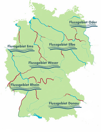 독일을 흘러 가로 지르는 강은 크게 여섯 줄기다. 우리에게 익숙한 이름인 라인강Rhein과 도나우강Donau을 비롯해  엘베강,  엠즈강 Ems,  오더강 Oder,  베저강 Weser.