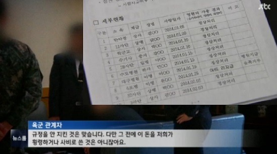 지난 9월 22일 JTBC <뉴스룸>이 군 영현비에 관해 보도했다. 