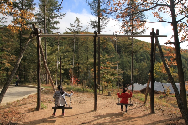 숲체원 그네는 산책 중 딸이 제일 좋아하는 곳입니다.  