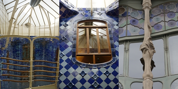 지중해를 상징하는 파란색 타일의 벽과 창문