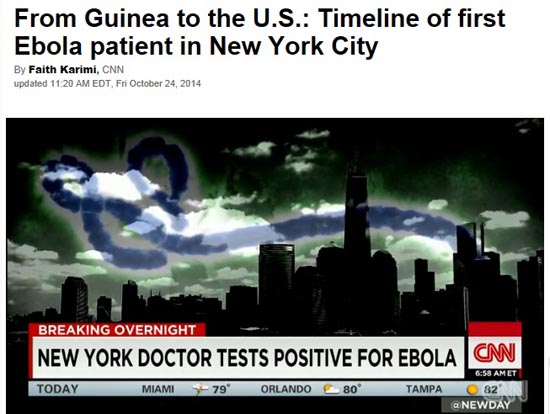 미국 뉴욕에서의 첫 에볼라 환자 발생을 속보로 전하는 CNN 뉴스 갈무리