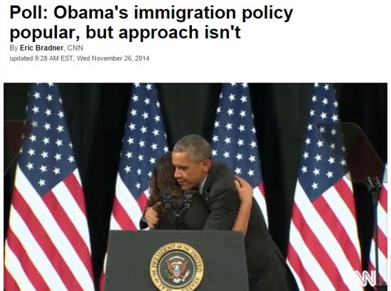 버락 오바마 대통령의 이민개혁안에 대한 여론조사 결과를 발표하는 CNN 뉴스 갈무리.