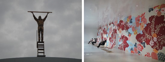     장 파브르(Jan Fabre)의 작품 구름을 재는 남자와 쉬면서 감상하는 사람들입니다. 