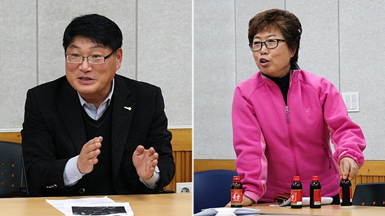 남부동 구역 모석종(좌)/김순화(우) 시의원이 이날 비상대책회의에 참석해 주민들과 유기성폐기물 처리시설에 대하여 난상토론을 했다.