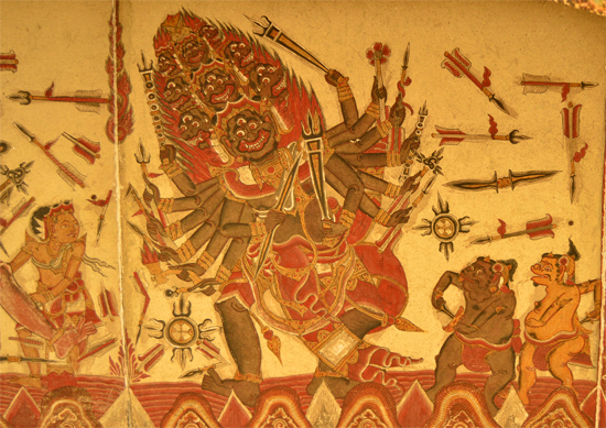 라마야나 신화의 전투도가 천장화를 장식하고 있다.
