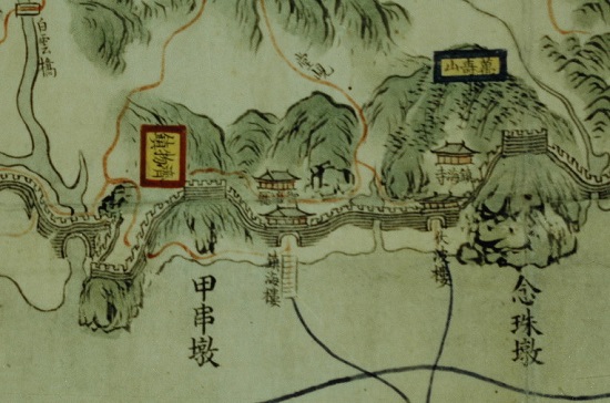 서울대도서관이 소장하고 있는 '강도부지도' 중 갑곶돈대 부분. 이 지도의 제작시기는 1875~1894년경으로 보고 있다.