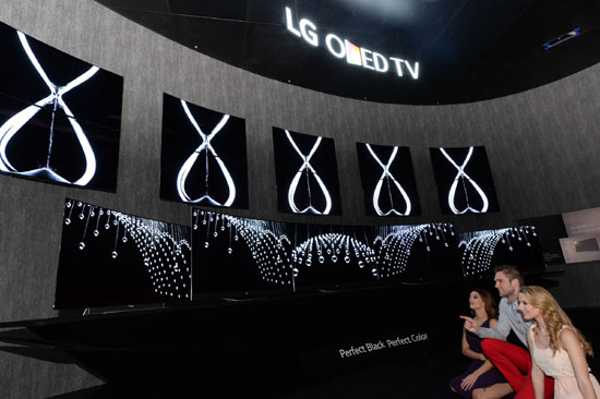 LG전자가 6일부터 미국 라스베이거스에서 열리는 'CES 2015' 전시장에 마련한 올레드TV 존