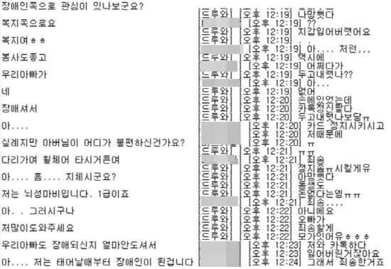 피의자와 나눈 메신저와 카카오톡 메시지