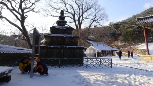 산아래 도시에서는 쌓인 눈이 없어 아쉬웠지만 도리사엔 눈이 가득했다.