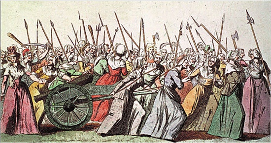  1789년 당시 '베르사유 행진'을 묘사한 작자 미상의 삽화. 