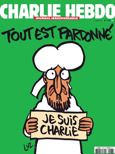이슬람 테러를 당한 <샤를리 에브도>의 최신호 표지