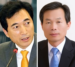 새정치연합 충남도당위원장 선거에 나선 박수현 후보(왼쪽)와 나소열 후보