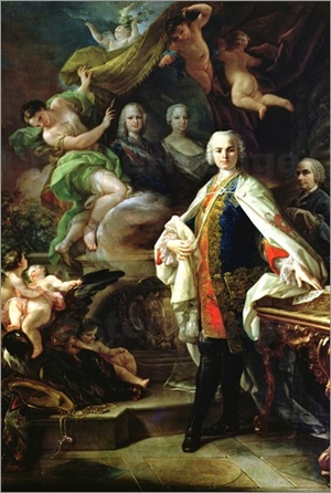  코라도 지아갱토의 카를로 브로스키 파리넬리의 초상화. 1746년 작품으로 알려져 있다.