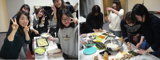 　　상명대학교 일어교육과와 류코쿠대학 국제문화학부 학생들이 서로 자기 나라 먹거리를 만들어서 나누어 먹기도 했습니다.