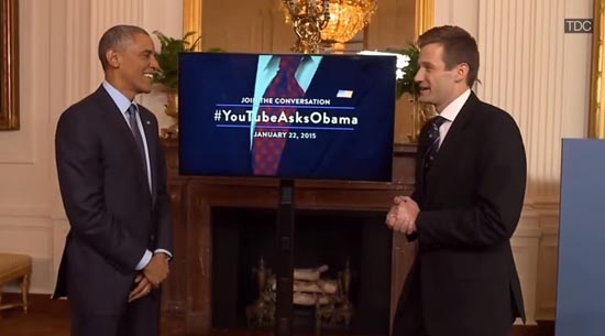 버락 오바마 미국 대통령의 유튜브 신년 인터뷰 영상 갈무리.